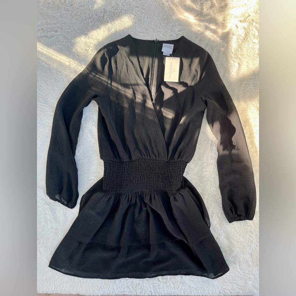 Revolve Donna Mizani Size Small L/S Open Front/ Zip Back/ Black Dress- tags